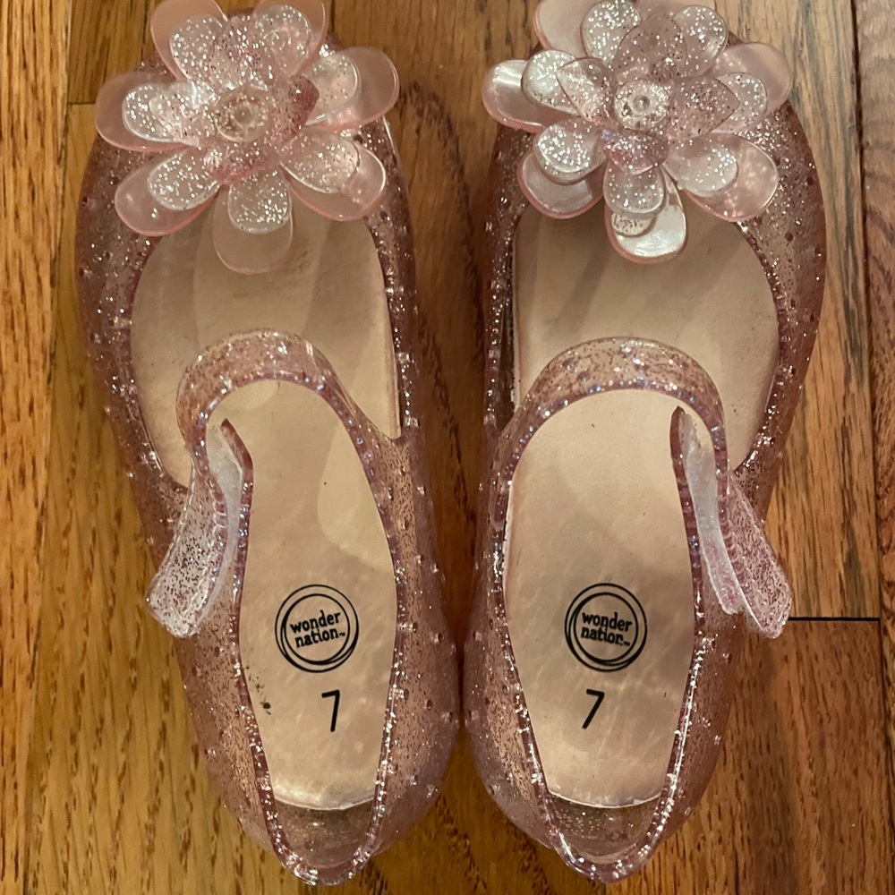 Wonder Nation pink glitter flower jelly shoes!